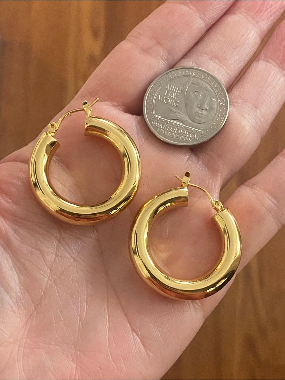 Gold Plated Chunky Hoop Earrings - Classic Women’s Jewelry